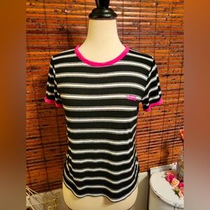 👚5for$15🕶️ Vans Black and Pink Striped Girls Top